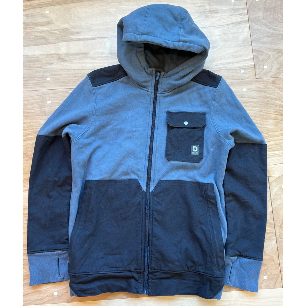Dovetail Workwear Rugged Hoodie Blue Black Colorblock Full Zip Sweatshirt Small - Picture 3 of 9